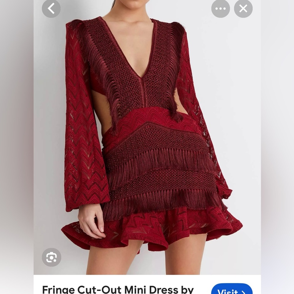 PatBO Elegant Red Long Sleeve Dress